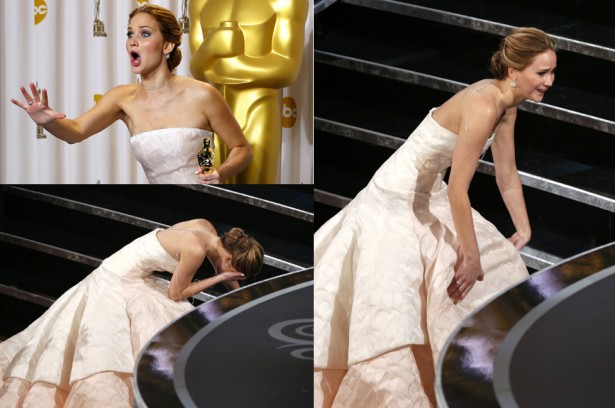 Дженнифер Лоуренс свалилась со сцены во время вручения «Оскара»