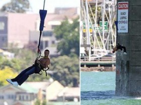 Дэвид Бекхэм прыгнул с тарзанки (ФОТО)