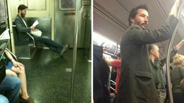 Киану Ривз в метро