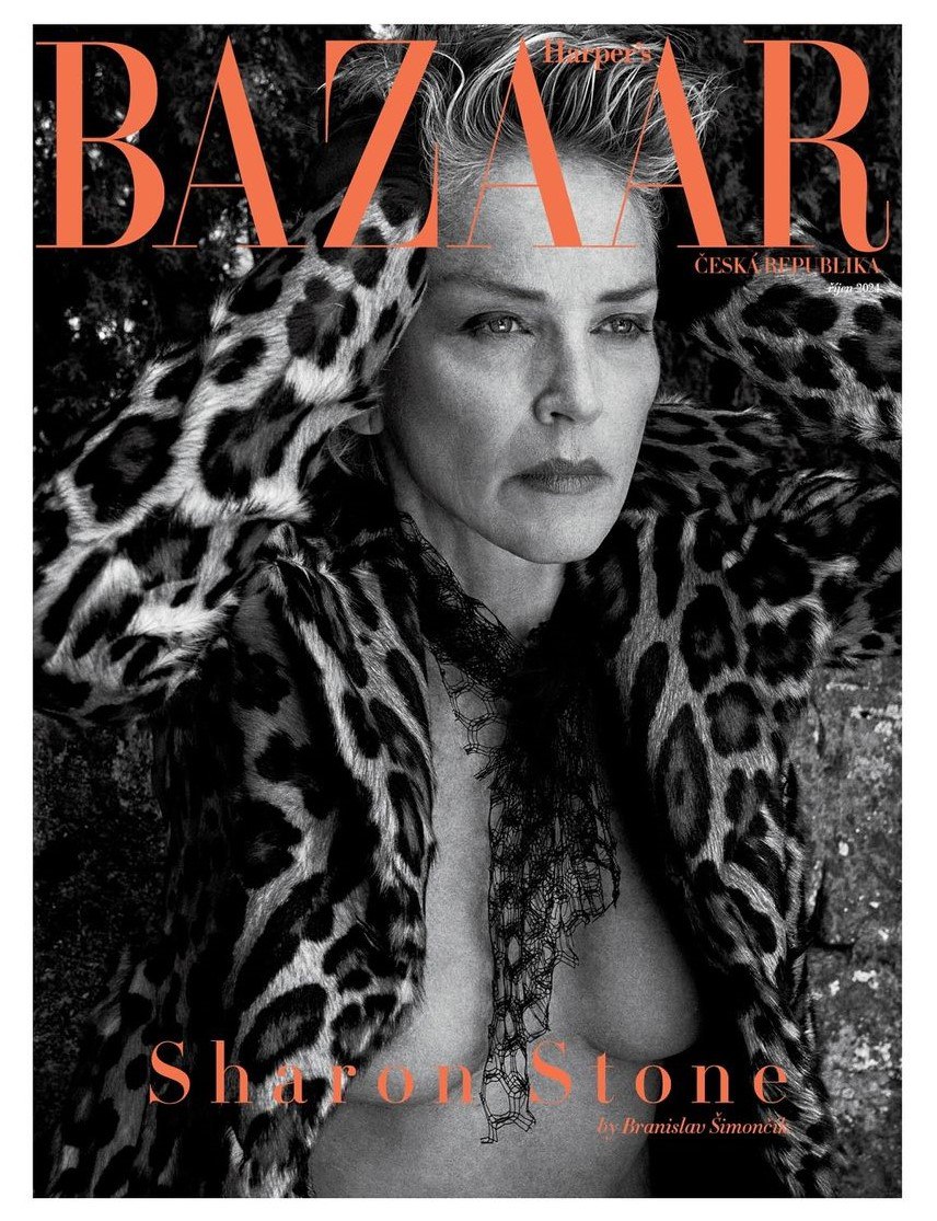 Шэрон Стоун с голой грудью в журнале Harper's Bazaar сентябрь 2024